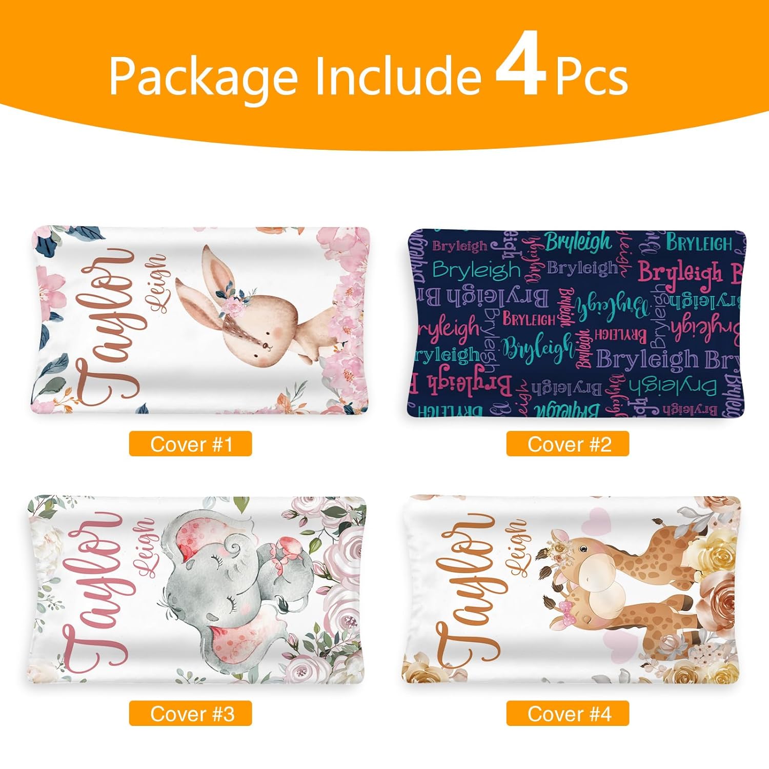 Juego de fundas para cambiador personalizadas, tejido de jersey, cómodo, acogedor, ultra suave, unisex, con nombre personalizado, para bebés, niños