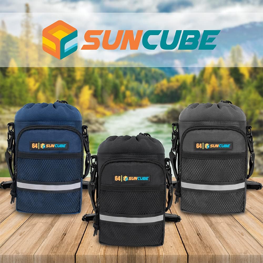 SUN CUBE Soporte para botella de agua con correa, bolsa aislada para botella de agua para caminar, bolso cruzado de transporte para botellas, bolsa