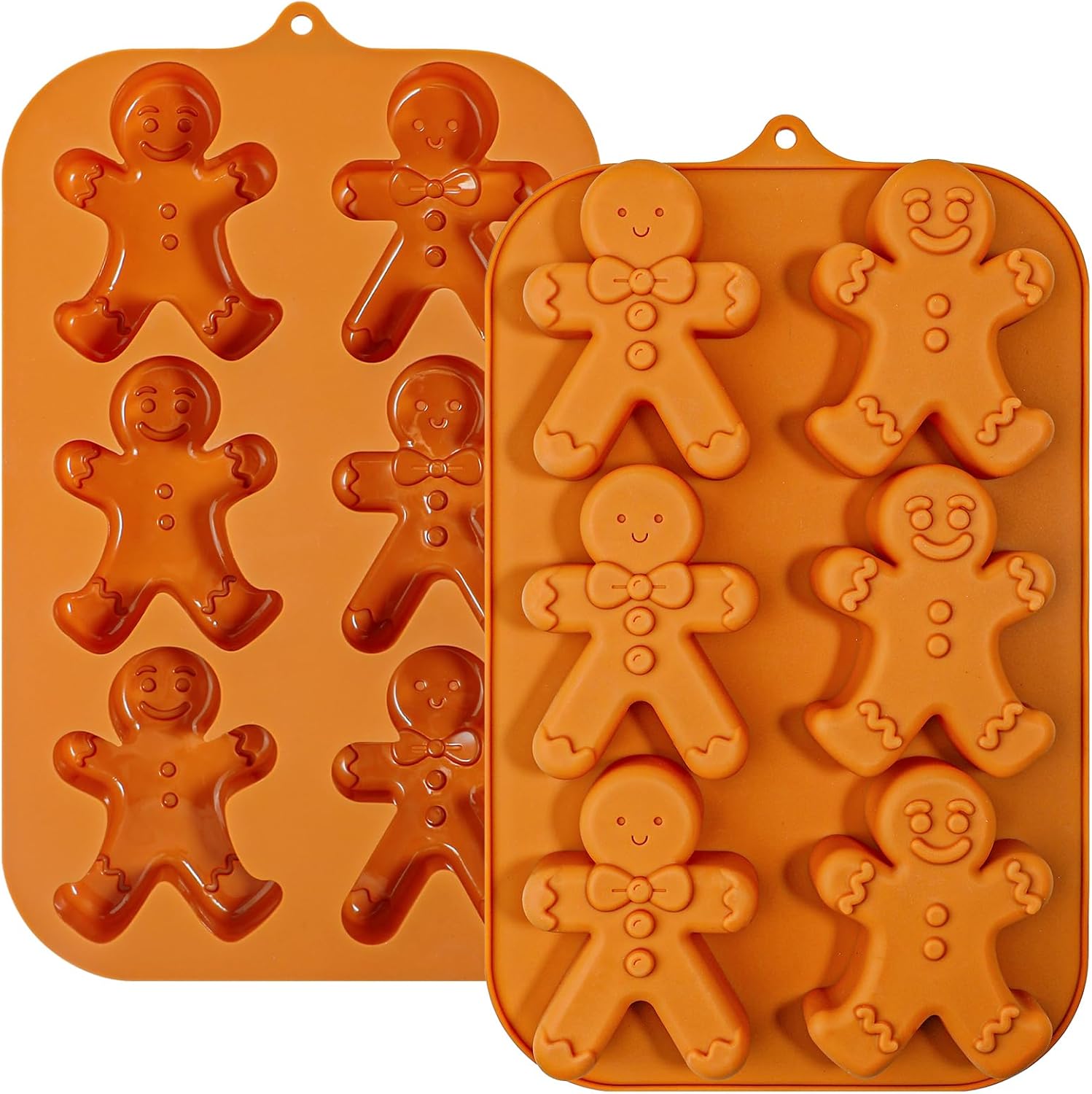 Webake Molde de silicona para hombre de jengibre, 6 cavidades con forma de hombre de jengibre para pasteles, jabón, gelatina, galletas (paquete de 2)