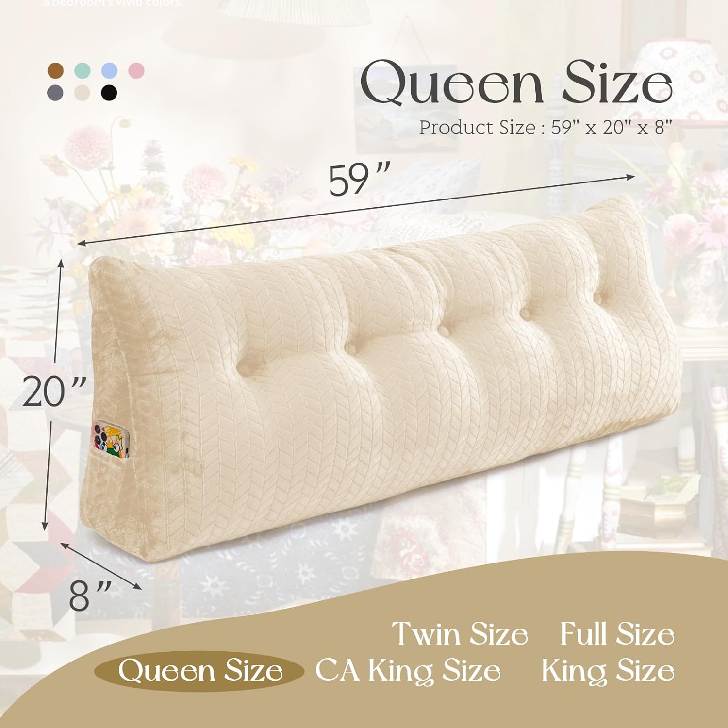 easedeco Almohada triangular grande para cabecero de cuña, cojín grande para cabecero de espalda, respaldo y posicionamiento, almohada de lectura