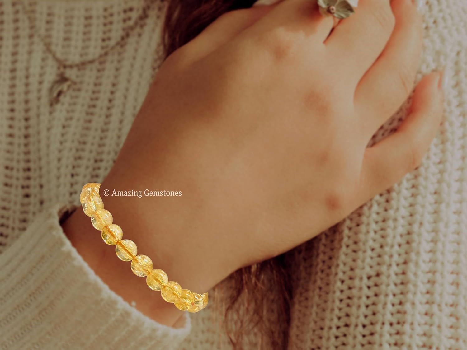 Citrine Bracelet for Women Men’s Gifts – Protection Healing Crystal Bracelet – 8mm Gemstone Beaded Adjustable Bracelet Pulseras Para Hombres Mujer