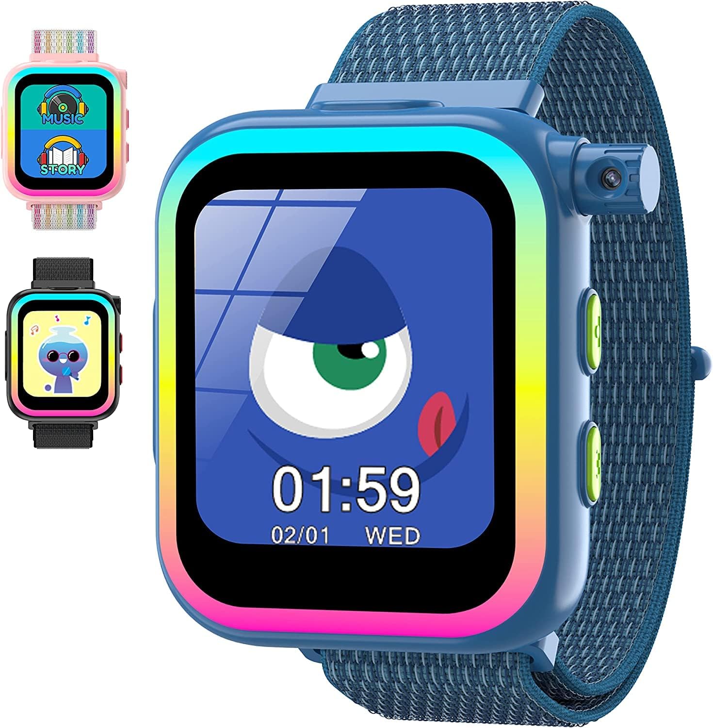Smart Watch for Kids – Kids Smart Watch Boys with Rotatable Camera Audio Books Games Video Music Player Alarm Clock Pedometer, Kids Watch Gifts Toys