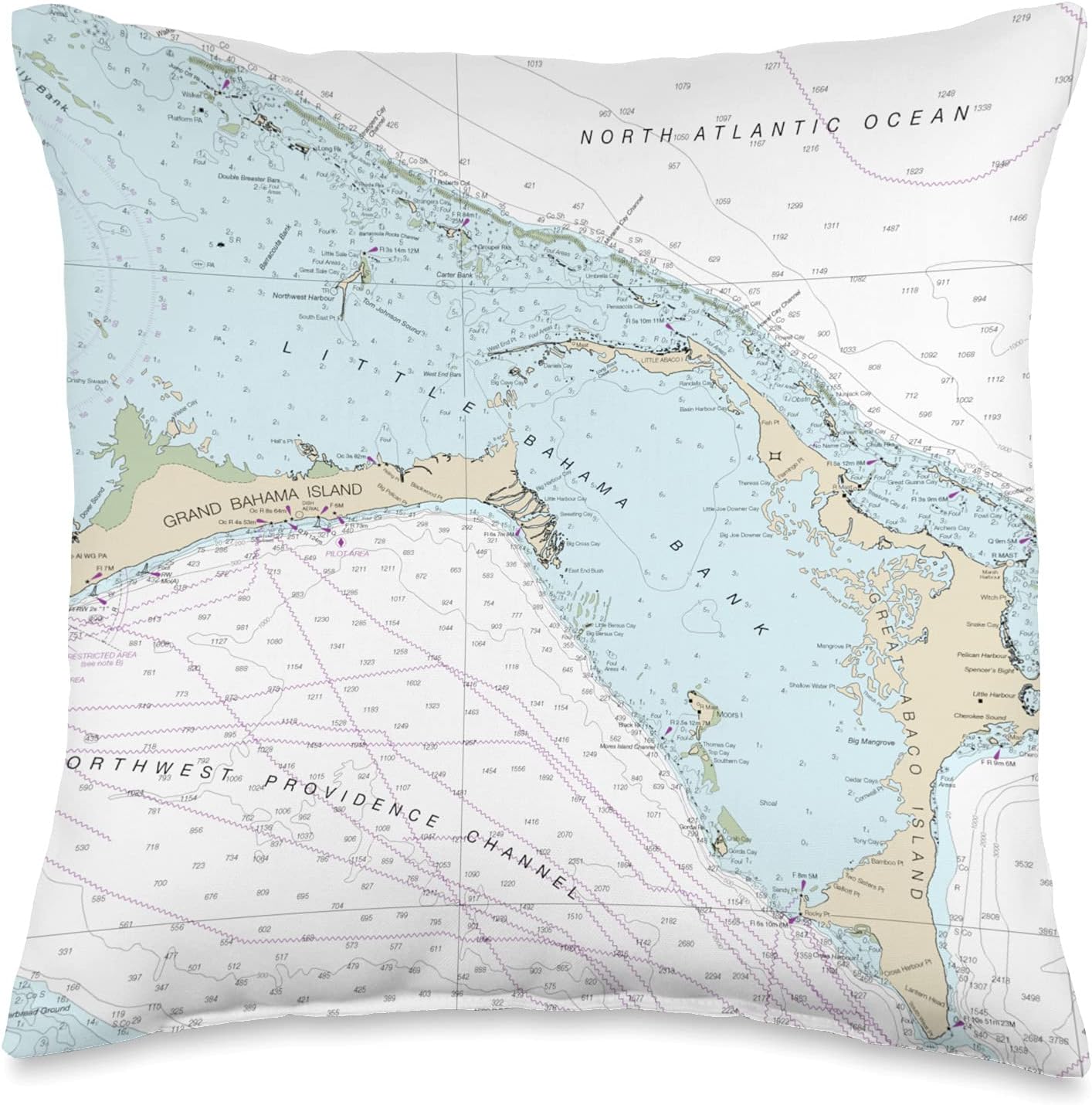Nautical Chart-Abaco Islands, Bahamas, Caribe, 16 x 16, multicolor