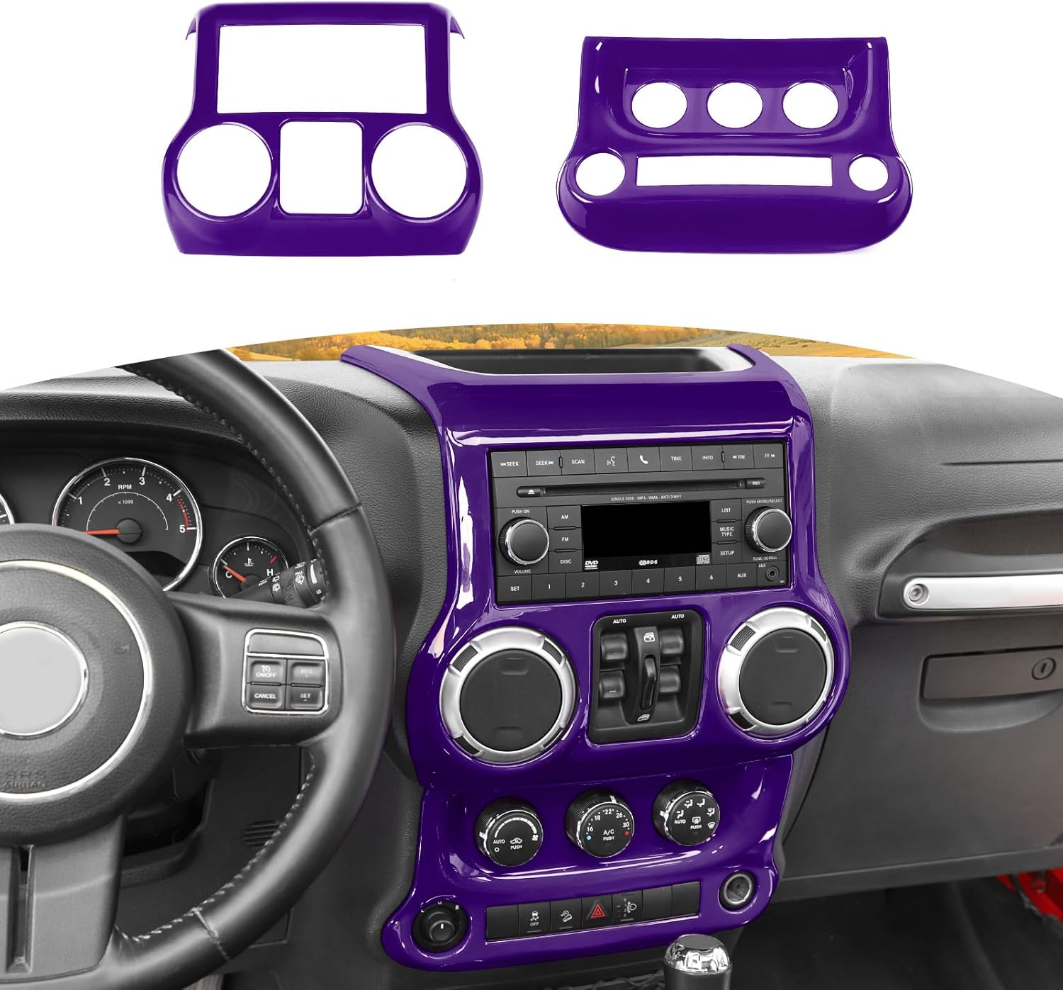 RT-TCZ Para Wrangler JK Dash Panel de Control Cubierta Adhesivo para Jeep Wrangler JK JKU 2011-2017 Púrpura Interior Accesorios 2 unids