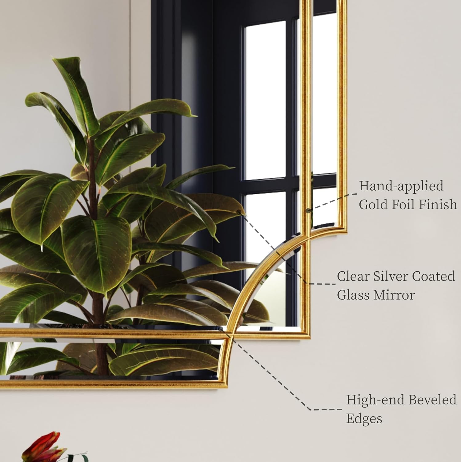 Kelly Miller Espejo de baño dorado para pared, espejo de pared dorado de 20 x 30 pulgadas, espejo de tocador, espejo decorativo para decoración de