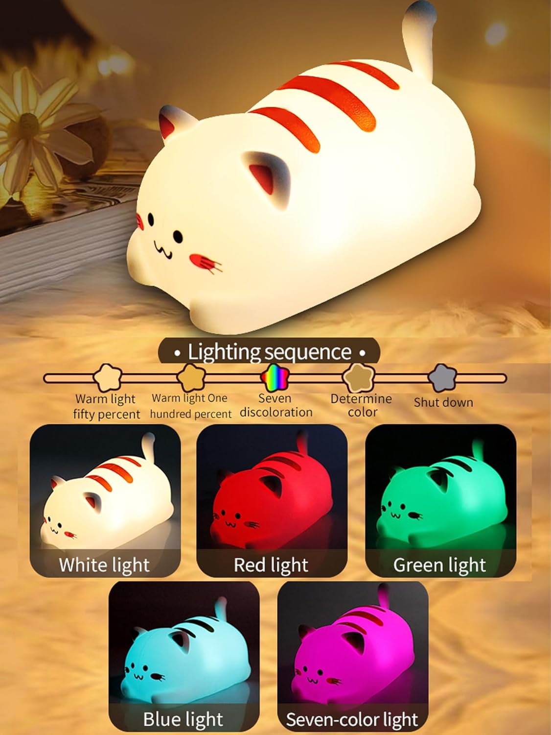 Cat Silicone Night Light,Timeable Cute Lamps for Kids,16 Colors Changing Remote Control,Rechargeable Dimmable Bedroom Decor Birthday Xmas Gift (Cat)