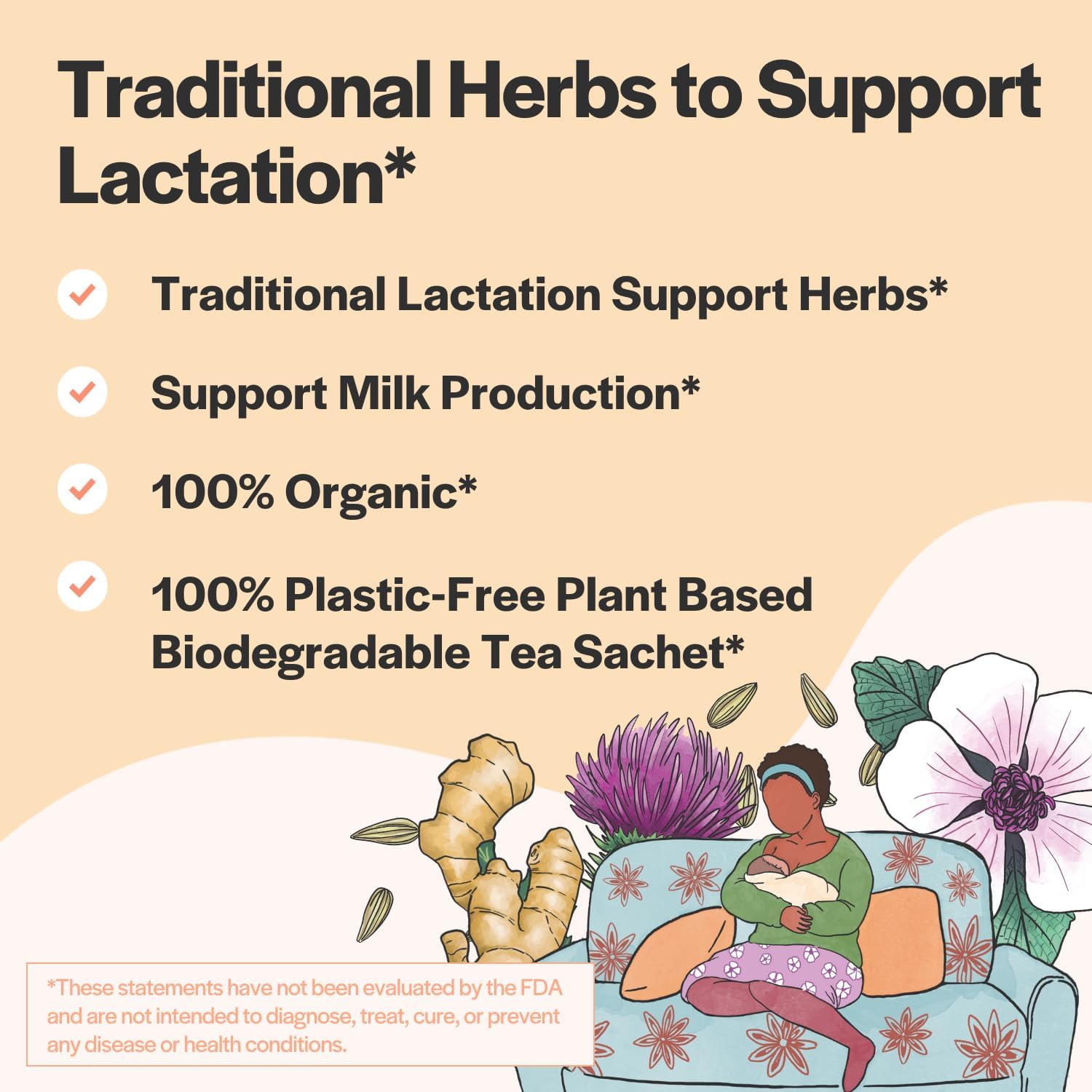 Té de apoyo a la lactancia con semillas de hinojo y semillas de anís estrellado  Aumento de la producción de suministro de leche materna  Té de