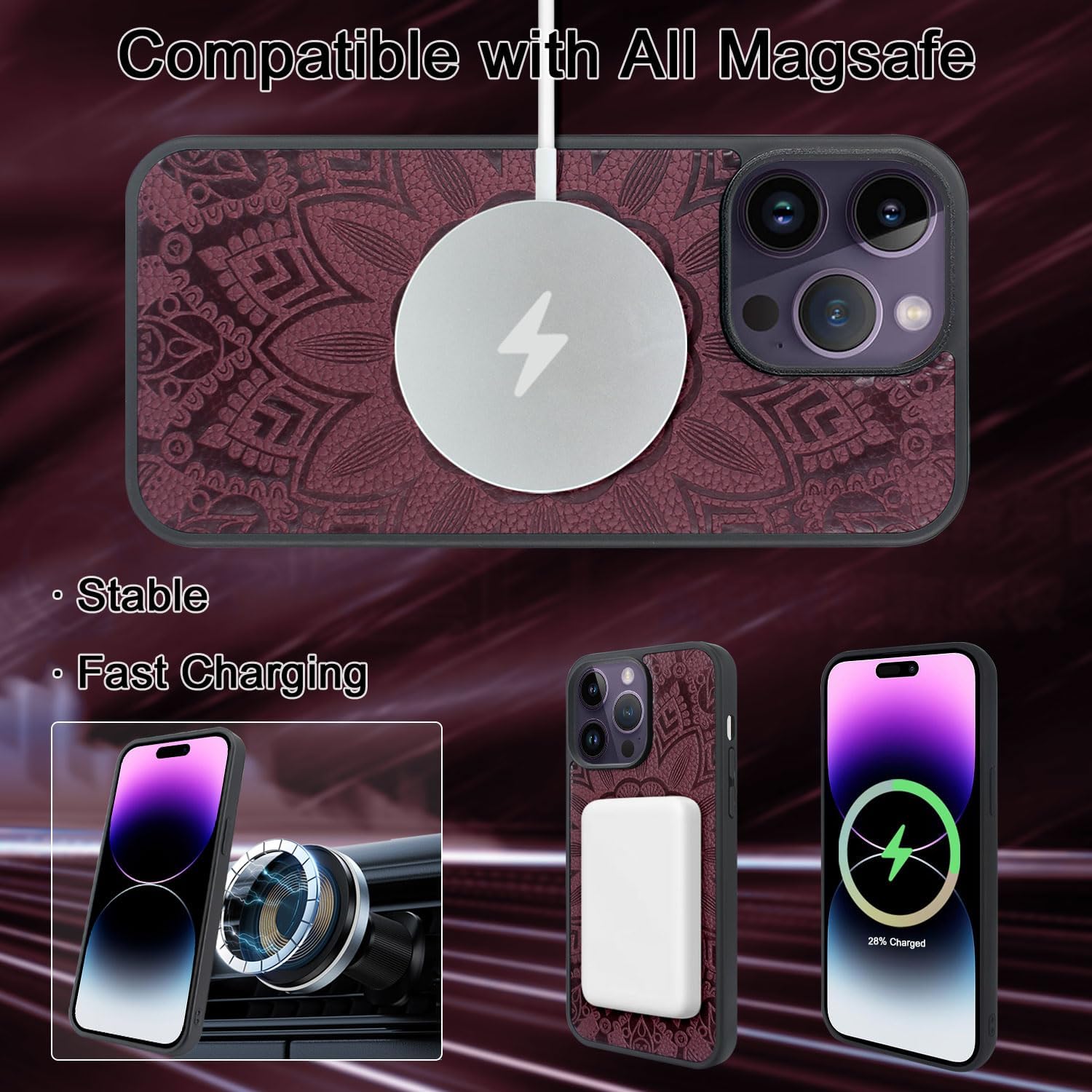 Harryshell Funda magnética desmontable para iPhone 14 Pro Max compatible con MagSafe inalámbrica carga protectora para teléfono con múltiples