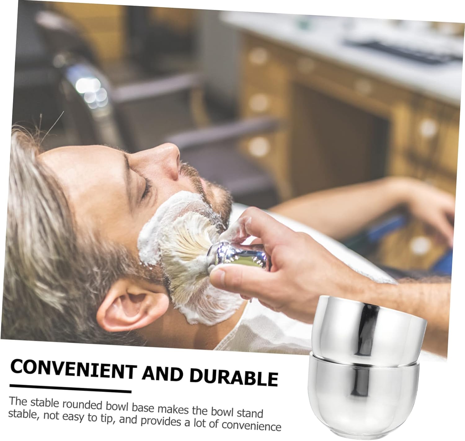 Beaupretty Tazón de jabón de afeitar, cuenco de espuma para hombre, taza de afeitar de metal, afeitadora de cabeza para hombres, taza de jabón de