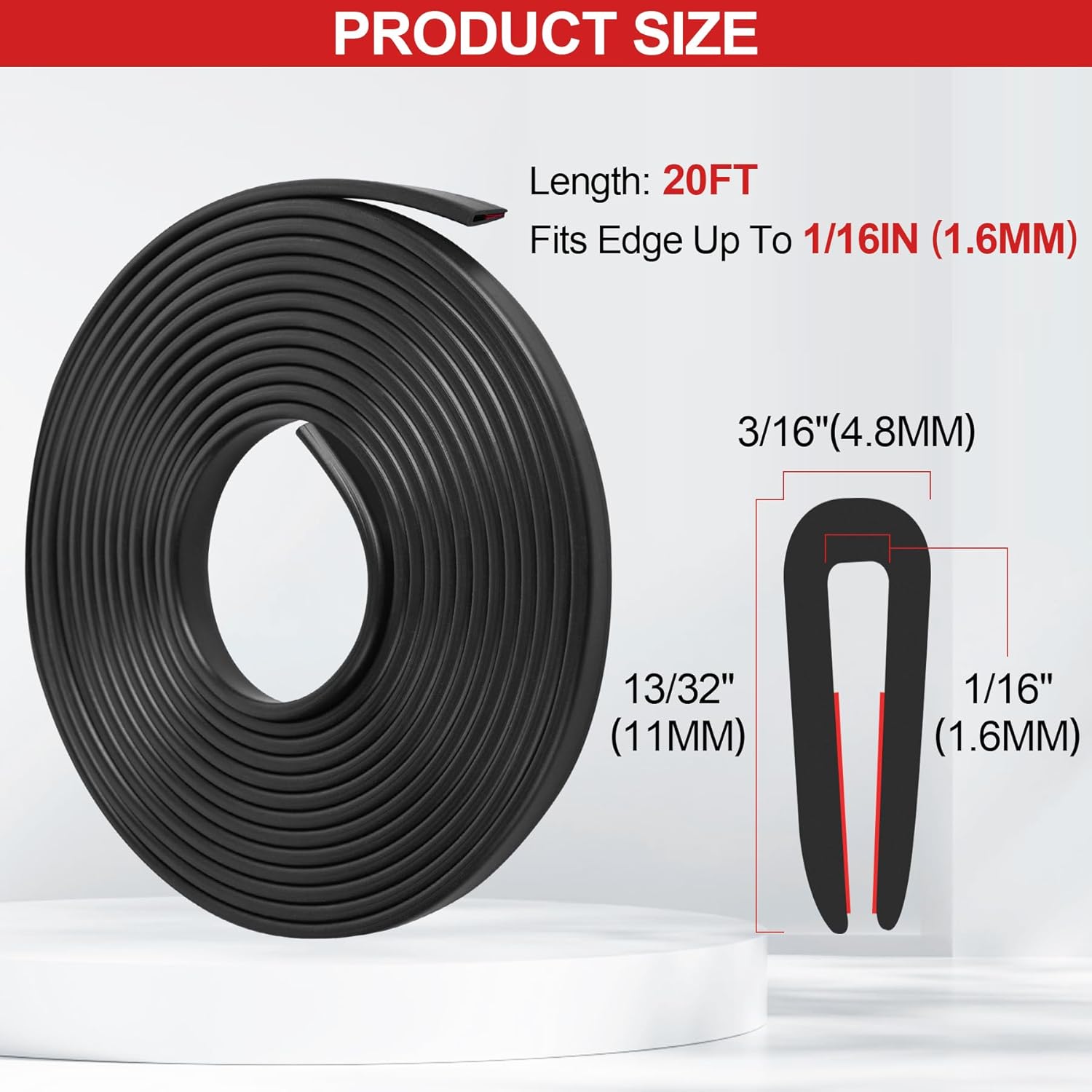 ToLanbbt Canal en U de borde de goma, protector de borde de chapa autoadhesiva, tira de sellado EPDM para puertas de automóvil, placas de acero,