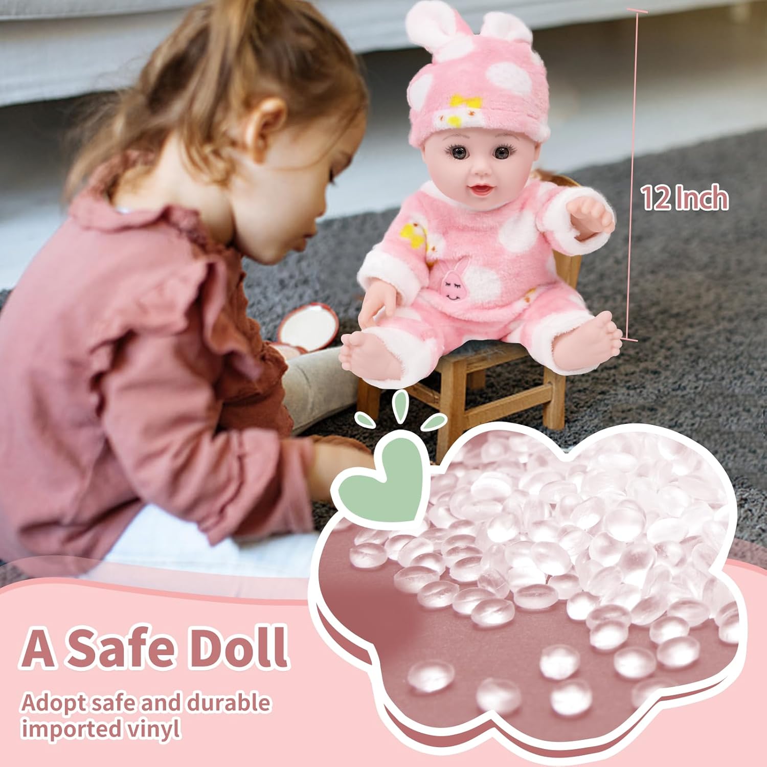Muñeca de bebé de 12 pulgadas con juego de accesorios, muñecas suaves para niñas de más de 3 años, juguetes de bebé para regalo de cumpleaños