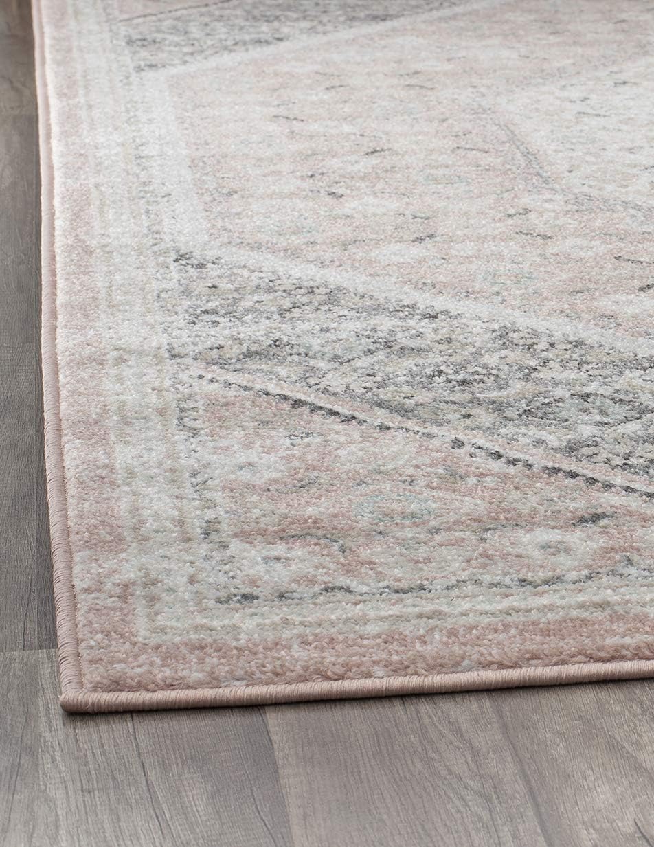 Rugs America Harper HY30B – Alfombra de área de transición vintage rosa de cuarzo de 5 x 7 pies