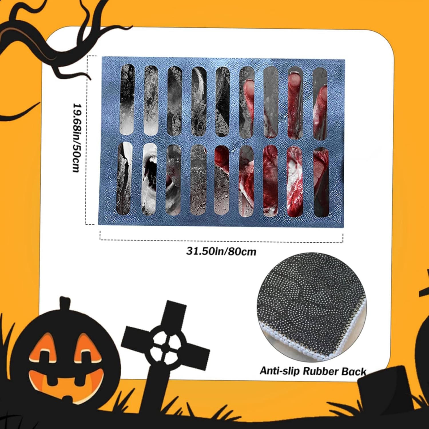 Tapete de puerta de Halloween, decoración de Halloween al aire libre, tapete de ilusión óptica 3D de payaso, tapete de bienvenida de Halloween para