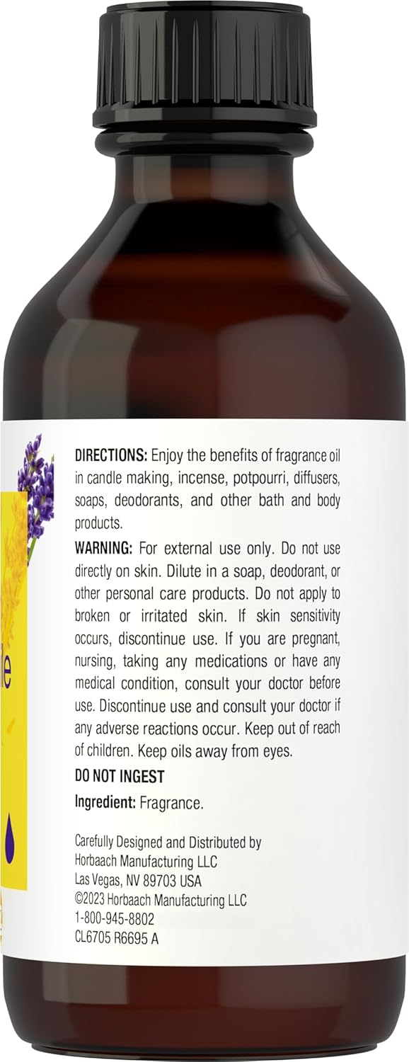 Horbäach Aceite aromático de manzanilla de lavanda  4 onzas líquidas (4.0 fl oz)  Grado premium  para difusores, fabricación de velas y jabón,