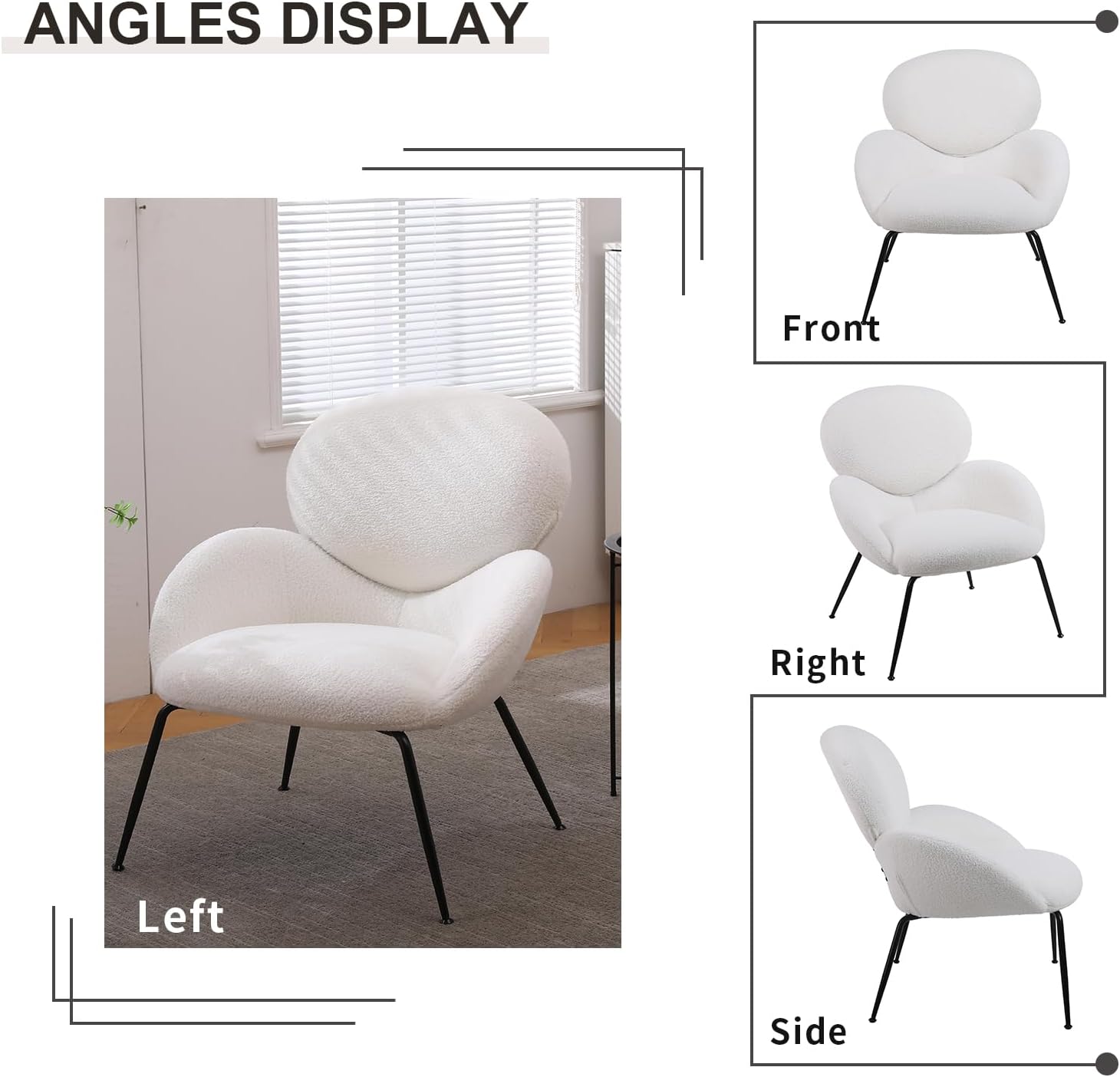 NIOIIKIT Silla decorativa moderna, silla de comedor tapizada con patas de metal negro, cómoda y bonita silla de tocador, sillón individual de ocio