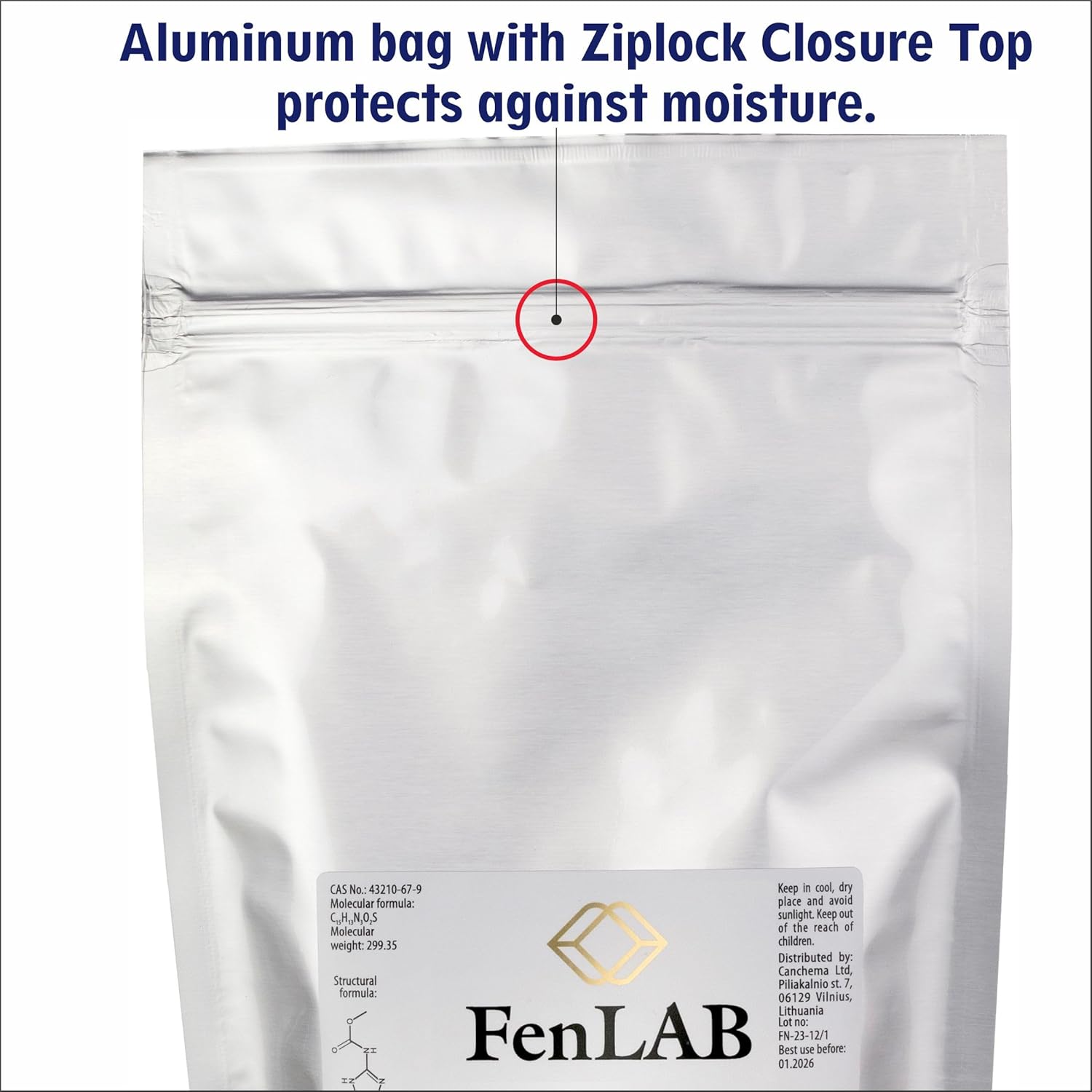 Fen LAB 250g (8.8oz) en polvo, pureza 99%, cuchara de 222mg en el interior, calidad probada, informe de análisis incluido
