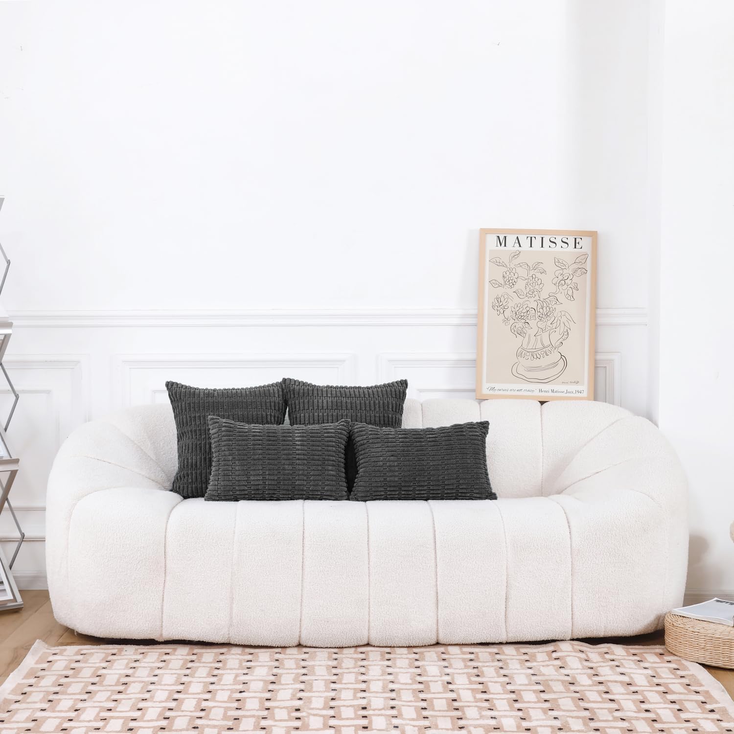 HWY 50 Juego de 2 fundas de cojín decorativas de pana gris oscuro de 16 x 16 pulgadas para sofá, sala de estar, cama, fundas de cojín suaves y lisas
