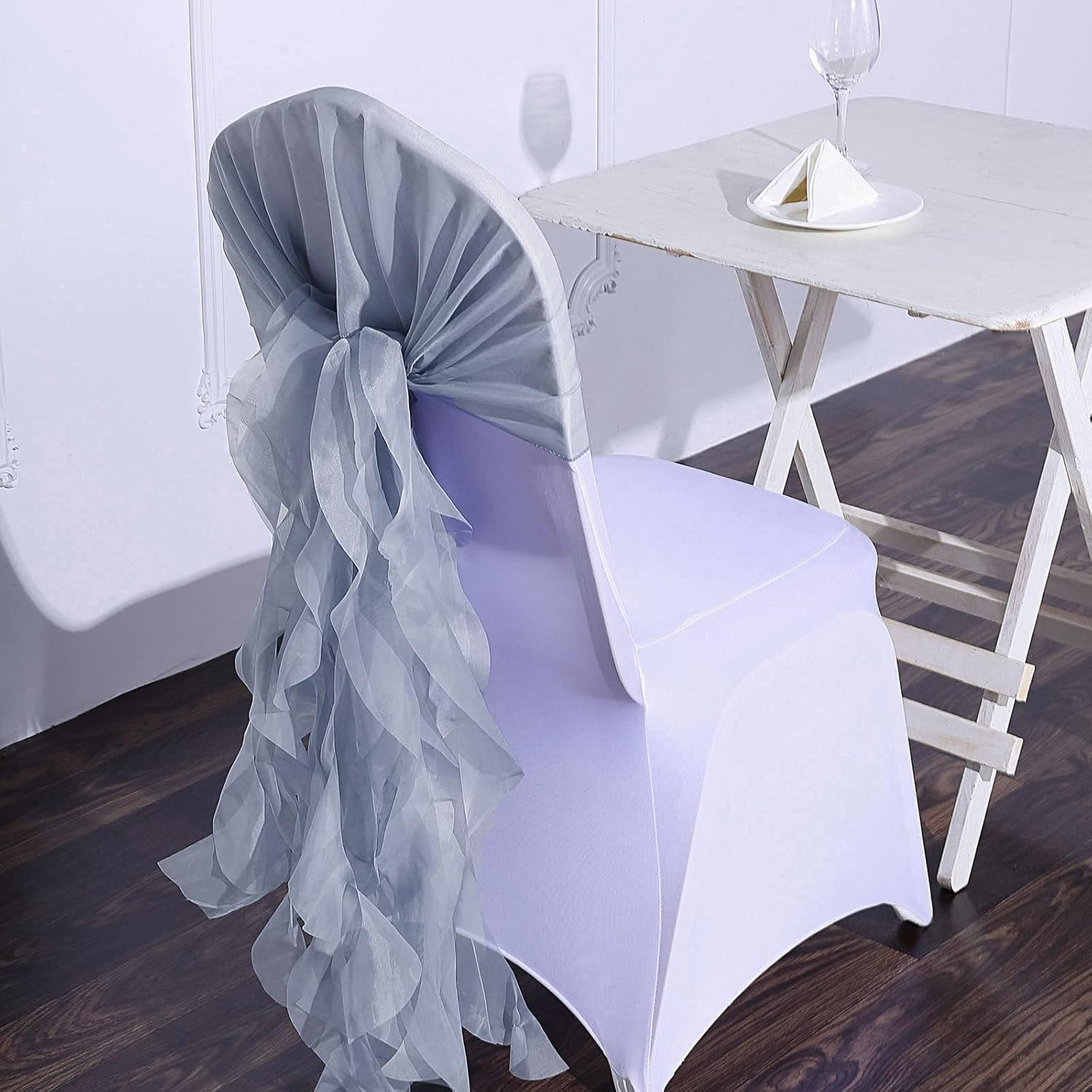 Efavormart – Faja de silla rizada de gasa azul polvoriento