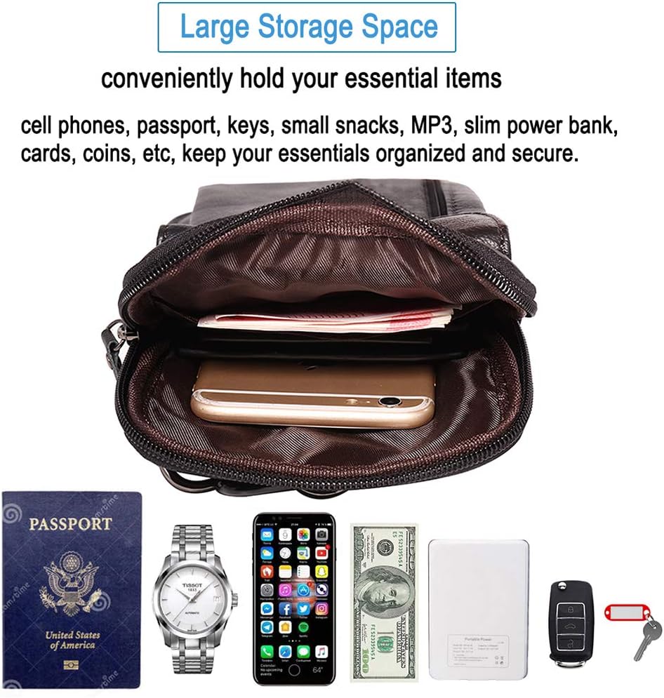 Bolso de hombro pequeño inteligente de cuero para hombre, soporte para celda de 7.0 pulgadas, funda táctica, funda de transporte, bolsa con lazo