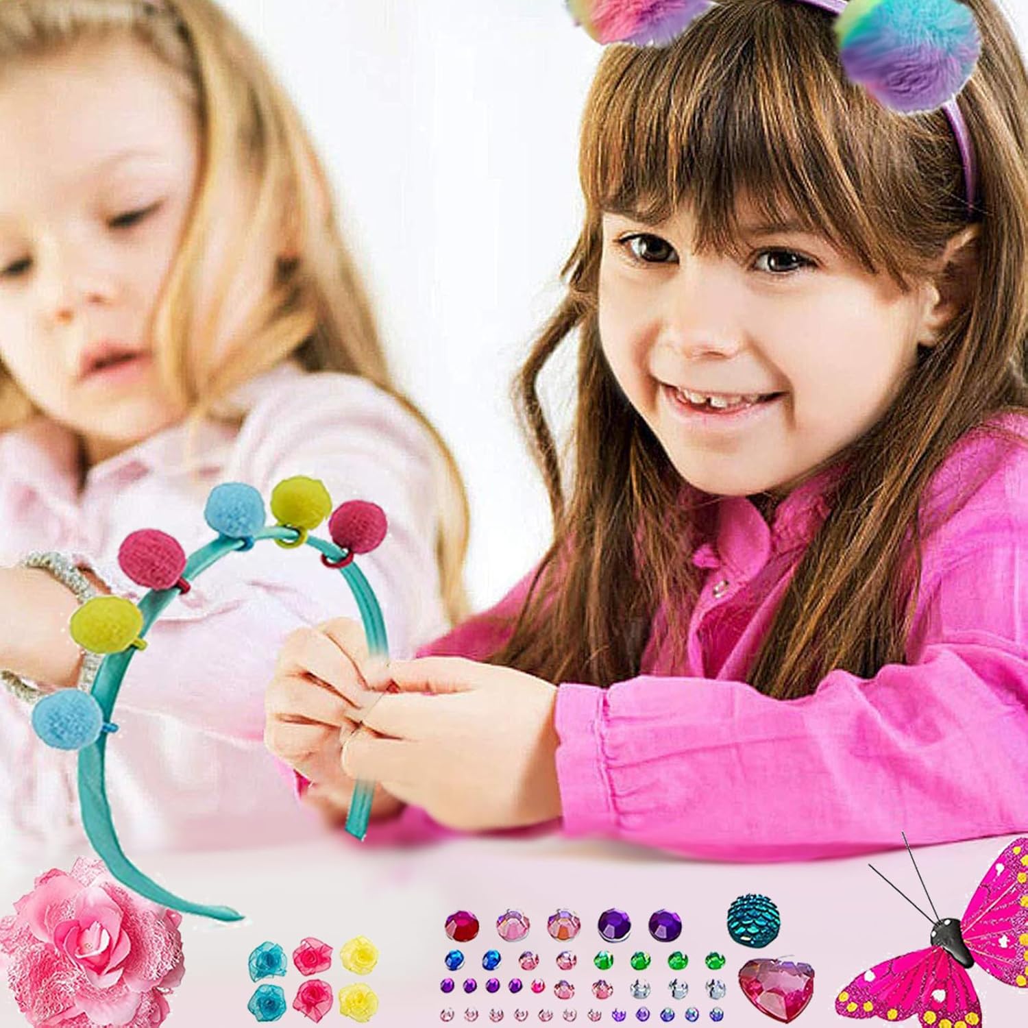 Kizcmvre Kit de fabricación de diademas kit de fabricación de diademas para niñas, artes y manualidades para niños de 8 a 12 años, accesorios para