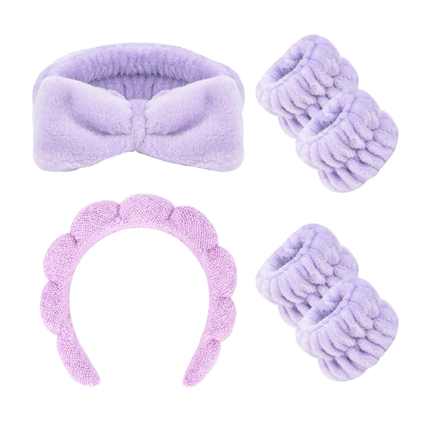 Juego de 6 diademas y muñequeras de spa, tela de rizo suave y microfibra, para el cuidado de la piel de las mujeres, maquillaje, baño, yoga, regalo