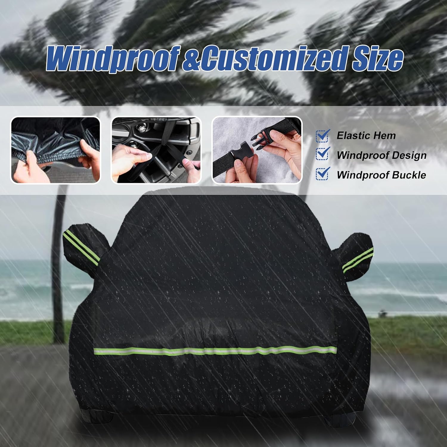 Fundas impermeables de coche para Mini Cooper S 2002-2021 de 2 puertas (negro) 210T personalizadas 6 capas resistentes al agua, protección para todo
