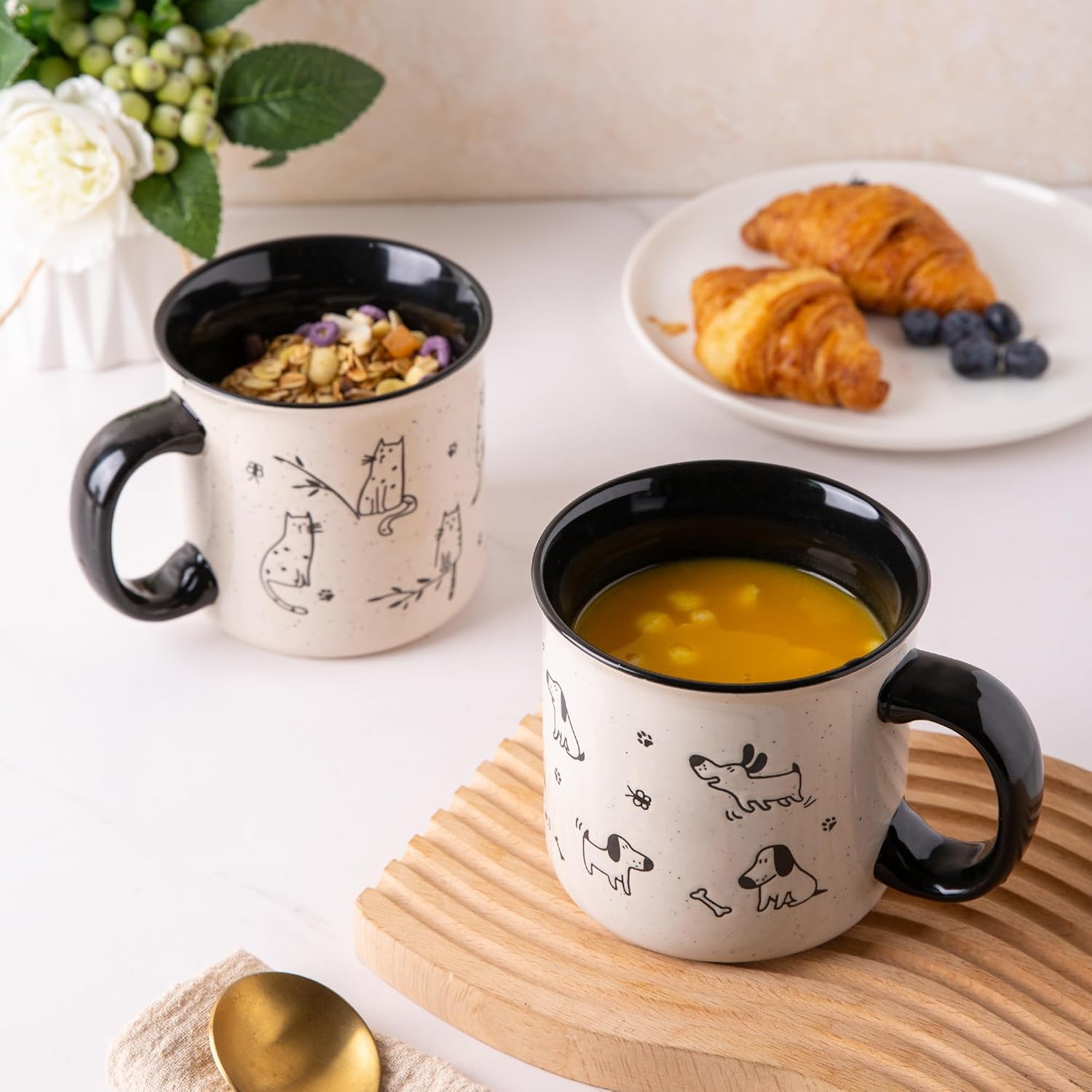 AmorArc Juego de 2 tazas de café de cerámica grandes de 22 onzas, tazas de gran tamaño con mango grande para hombres, mujeres, papá, mamá, taza