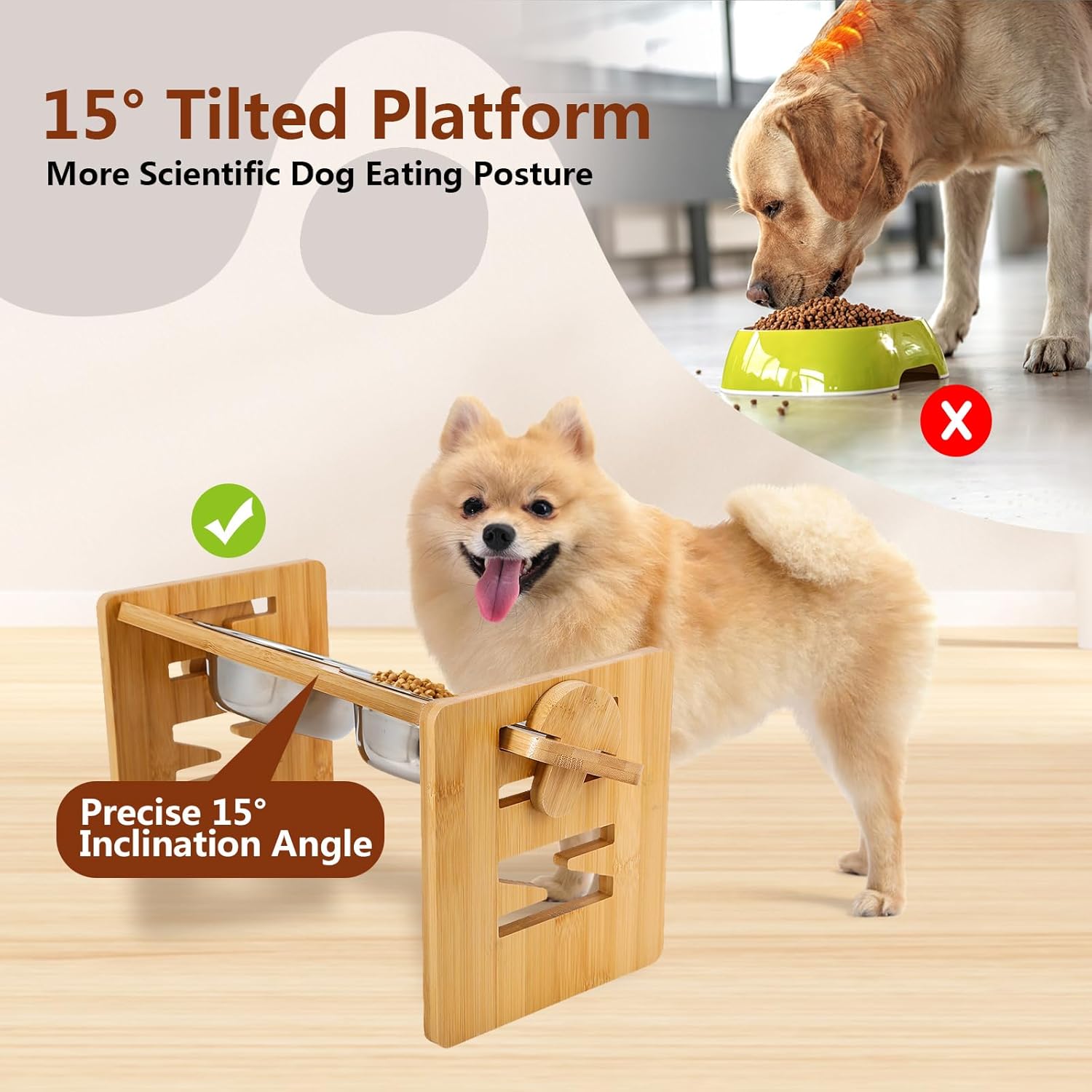 Yikron Cuencos elevados para gatos, cuencos elevados para perros y gatos pequeños, soporte elevado para perros pequeños con 2 cuencos de acero
