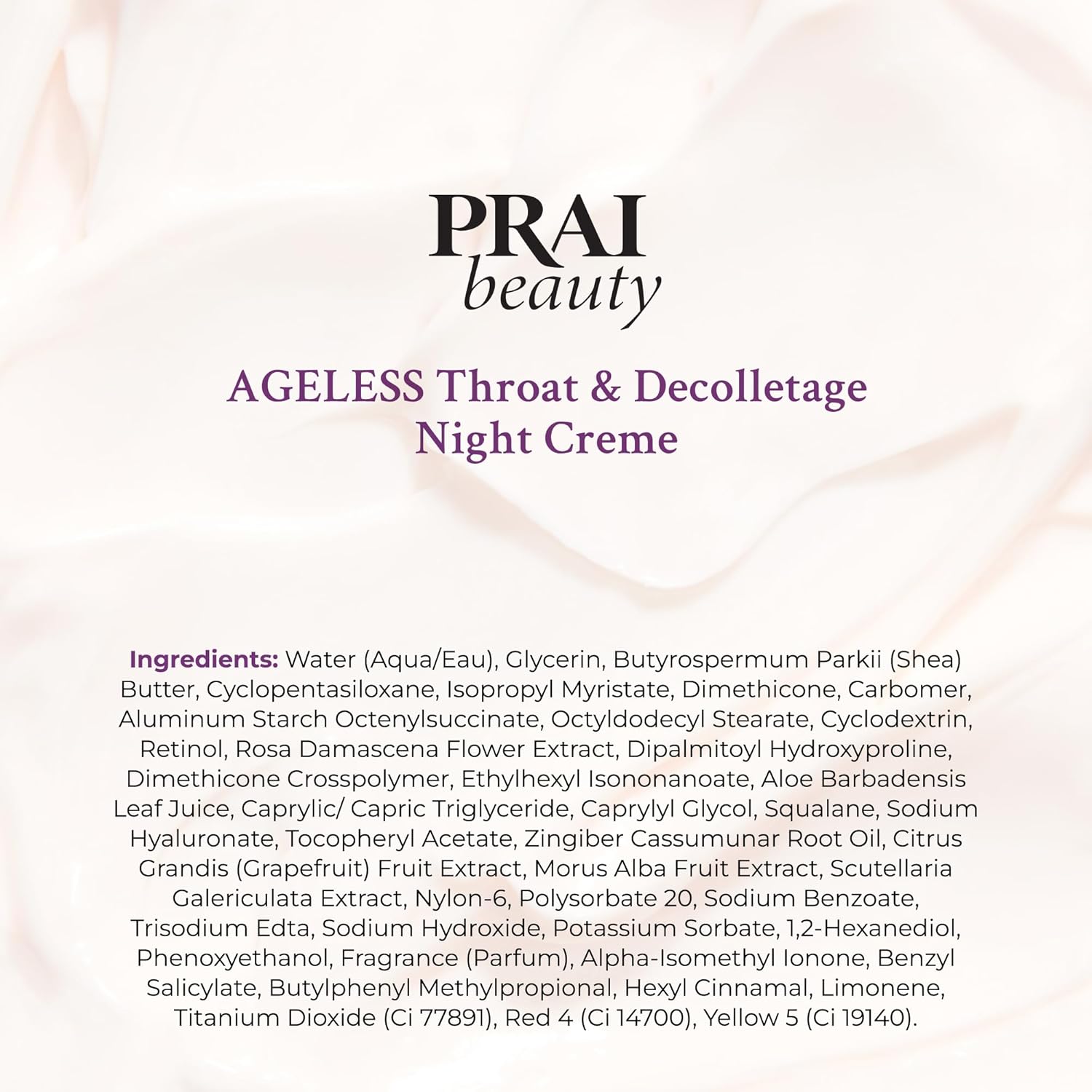 PRAI Beauty Ageless – Crema de noche para garganta y escote  Crema reafirmante para el cuello para uso durante la noche  Crema tensora de cuello sin
