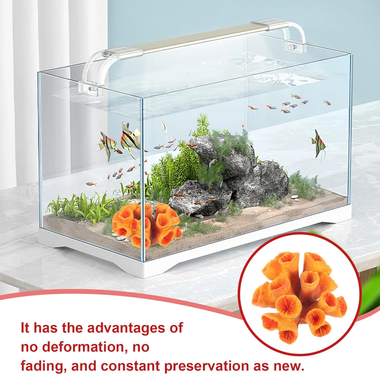 Ipetboom Acuario Arrecife de Coral Ornamento Resina Peces Plantas de acuario Peces Habitat Paisaje Subacuático Plantas de Mar Modelo para Betta Fish