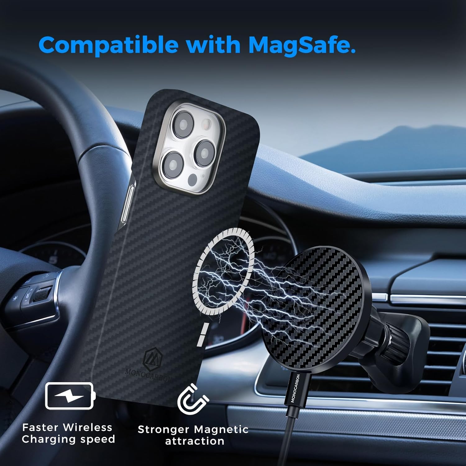 MONOCARBON Funda de fibra de aramida real para iPhone 15 Pro, lujosa funda delgada y ligera de 0.04 pulgadas, ajuste delgado y ligero de 6.1