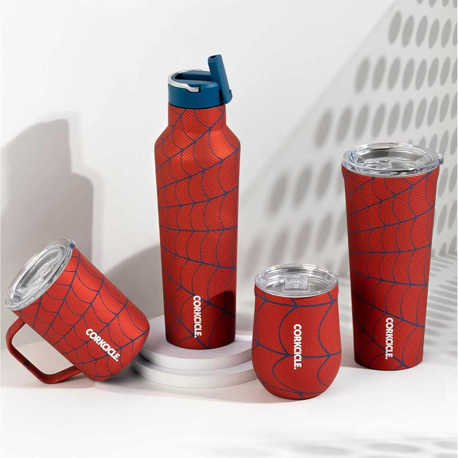 Corkcicle x Marvel Spider-Man – Juego de vaso de vino aislado sin tallo, 12 onzas, copa de vino de acero inoxidable mantiene las bebidas frías