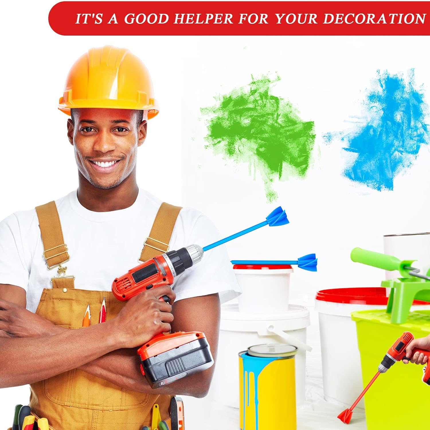 12 piezas de accesorios mezcladores de epoxi para taladro, hélice, mezclador de pintura, agitadores de pintura reutilizables, accesorio de taladro