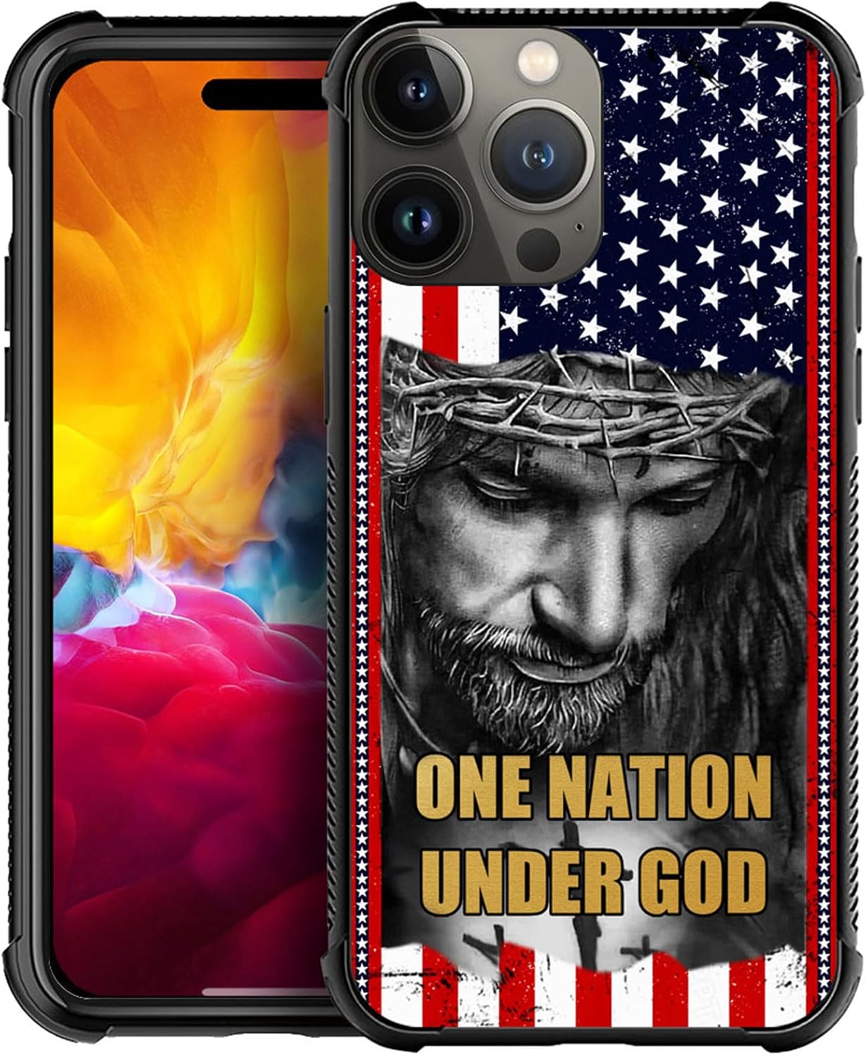 DAIZAG Funda compatible con iPhone 15 Pro Max Christian Jesus American Flag Bible Phone Case a prueba de golpes suave funda para teléfono para niños