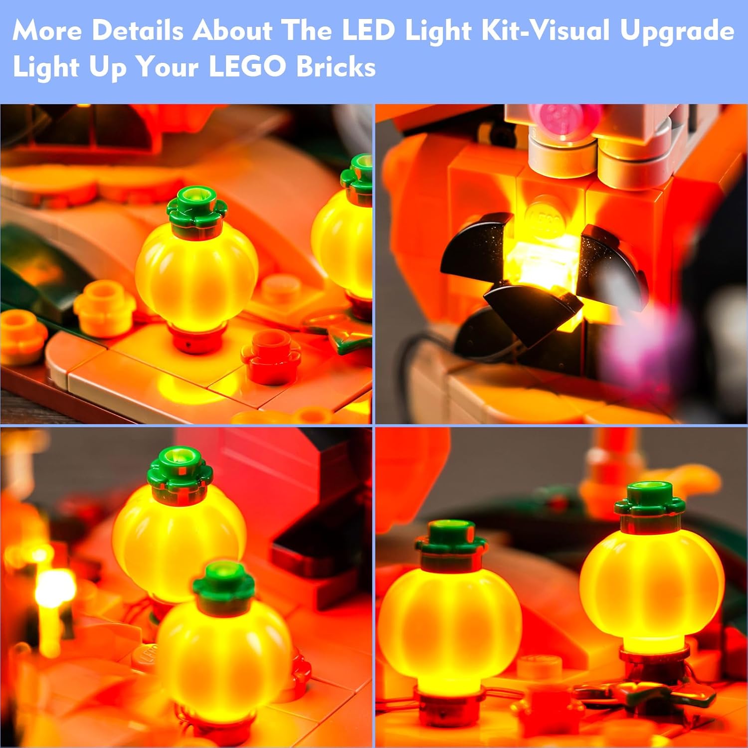 Kit de luces LED para Lego Halloween Cat and Mouse 40570, juego de iluminación de calabaza mejorado, accesorios compatibles con Lego 40570 juego de