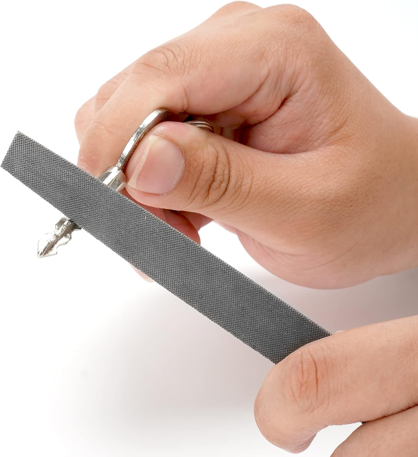 Lima de corte medio redondo de 6 pulgadas, dientes de doble corte, acero de alto carbono, lima de una sola mano sin mango, adecuada para dar forma a