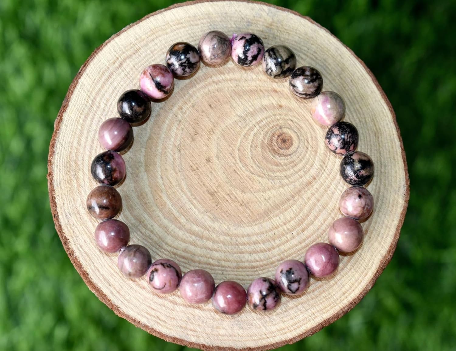 DCE Authentic Pink Rhodonite Gemstone Bracelet handmade A++ Quality The Stone of Compassion & Love Healing Crystal Bracelets – 8mm Stretchable