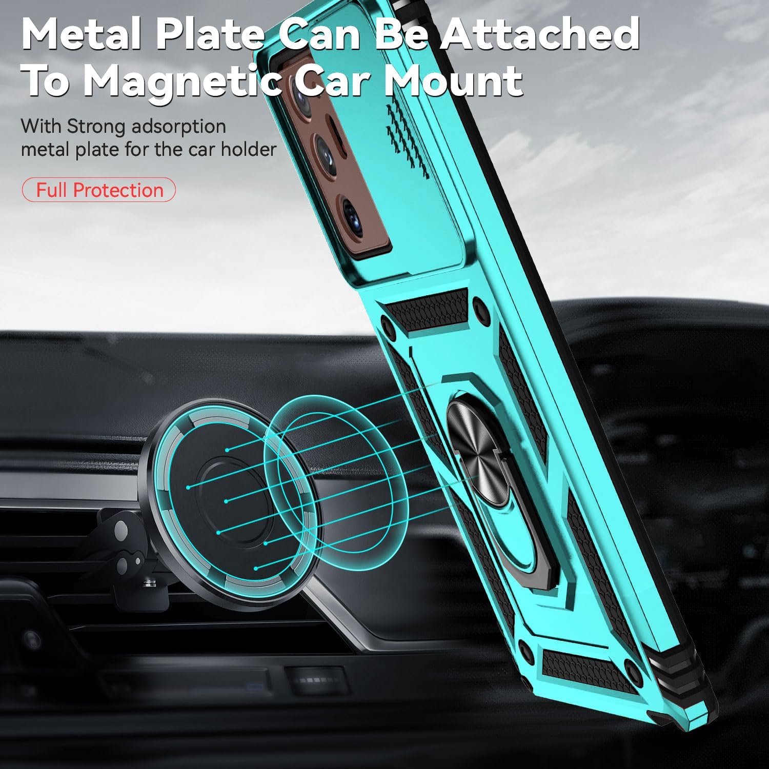 Funda para Samsung Galaxy Note 20 Ultra con cubierta para lente de cámara, protector de pantalla HD, prueba de caídas de grado militar, soporte de