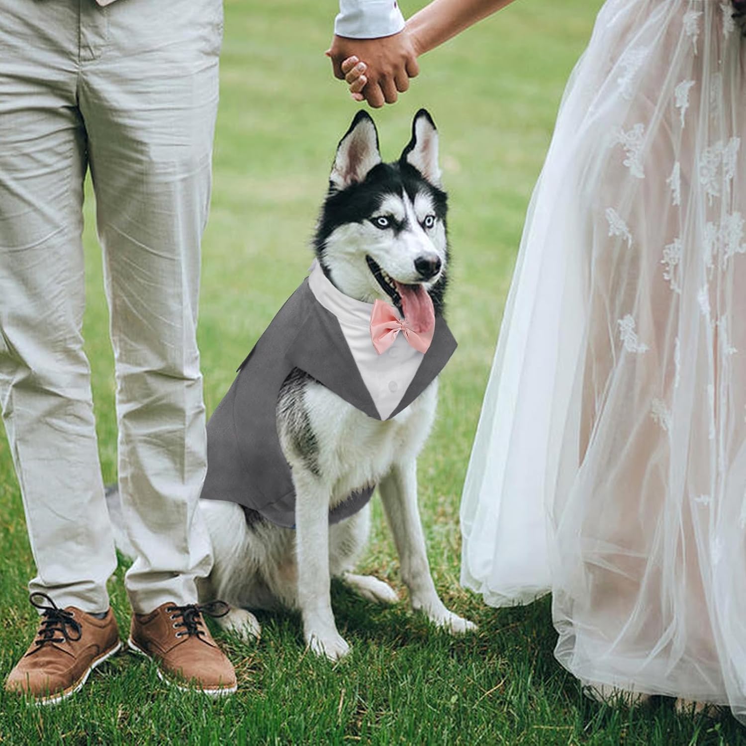 Kuoser – Juego de traje y paliacate para perros grandes y medianos, tema de esmoquin, para bodas