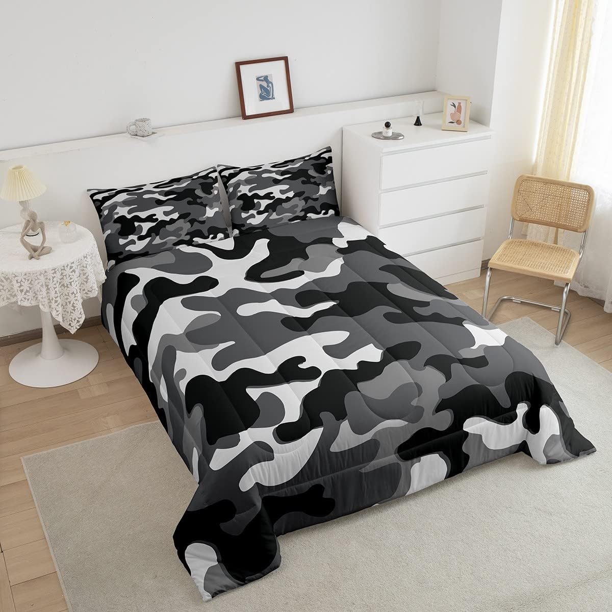 Juego de edredón de camuflaje militar para niños y adolescentes, juego de ropa de cama de camuflaje para niñas y hombres, juego de edredón militar,