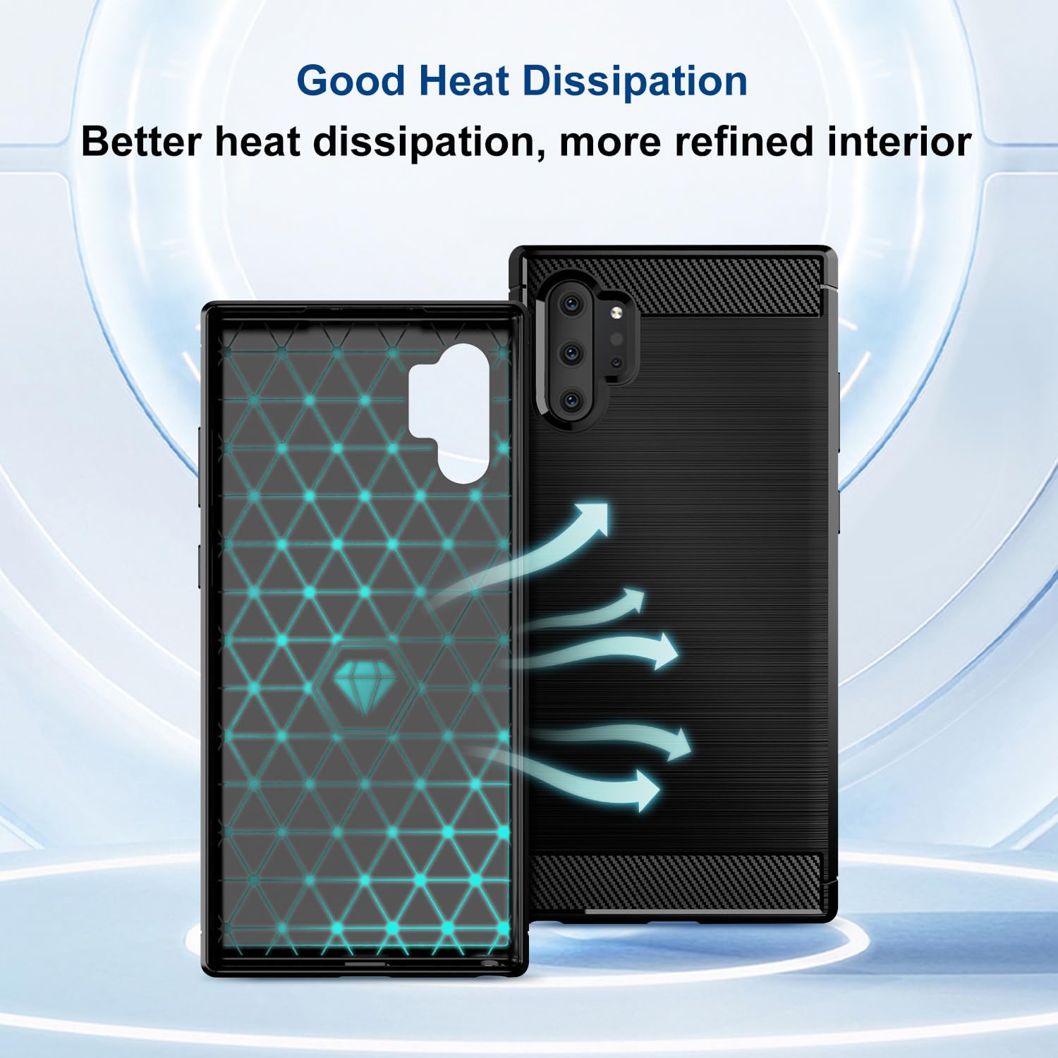 Funda compatible con Samsung Galaxy Note 10 Plus, funda delgada para teléfono con absorción de golpes, funda protectora de goma TPU de fibra de