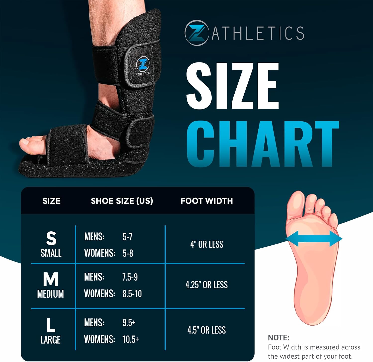 Z ATHLETICS Férula nocturna para fascitis plantar, soporte ajustable para caída de pie para alivio de la fascia plantar, dolor de arco, tendinitis