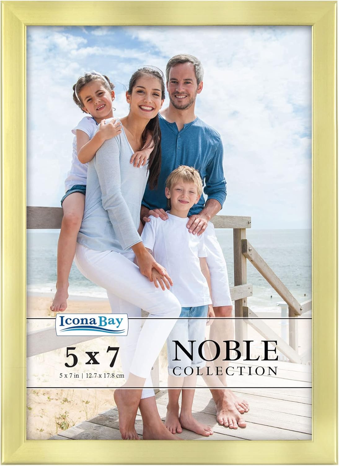 Icona Bay Marco de fotos dorado de 5 x 7, marco profesional moderno, colección Noble