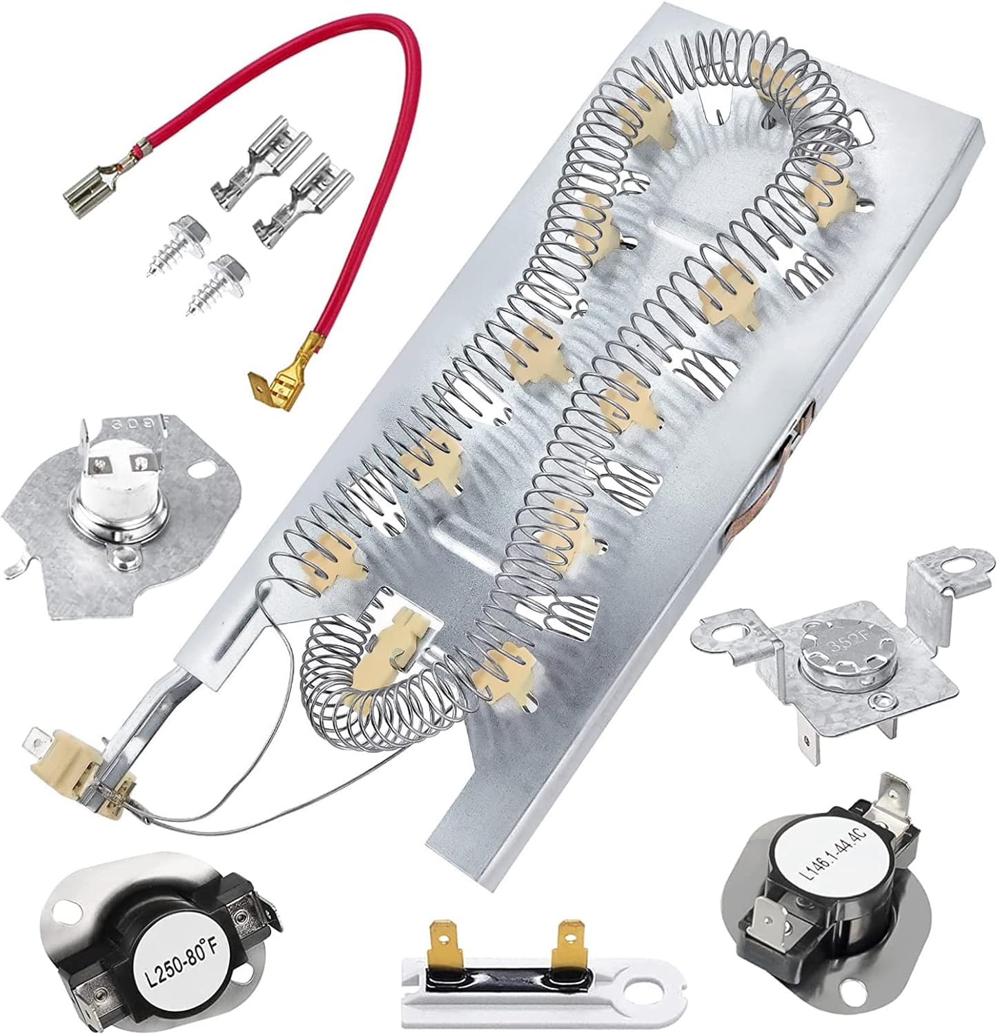 W11344457 3387747 AP6008281 Heating Element Assembly & 279816 Thermostat Kit & 279973 3392519 Thermal Fuse by Beaquicy – Fit for Ken-more Whirl-pool