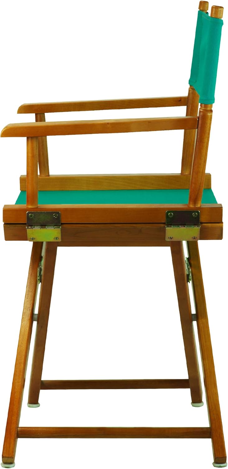 Casual Home – Silla de director de 18.0in, marco de roble miel con lona verde azulado