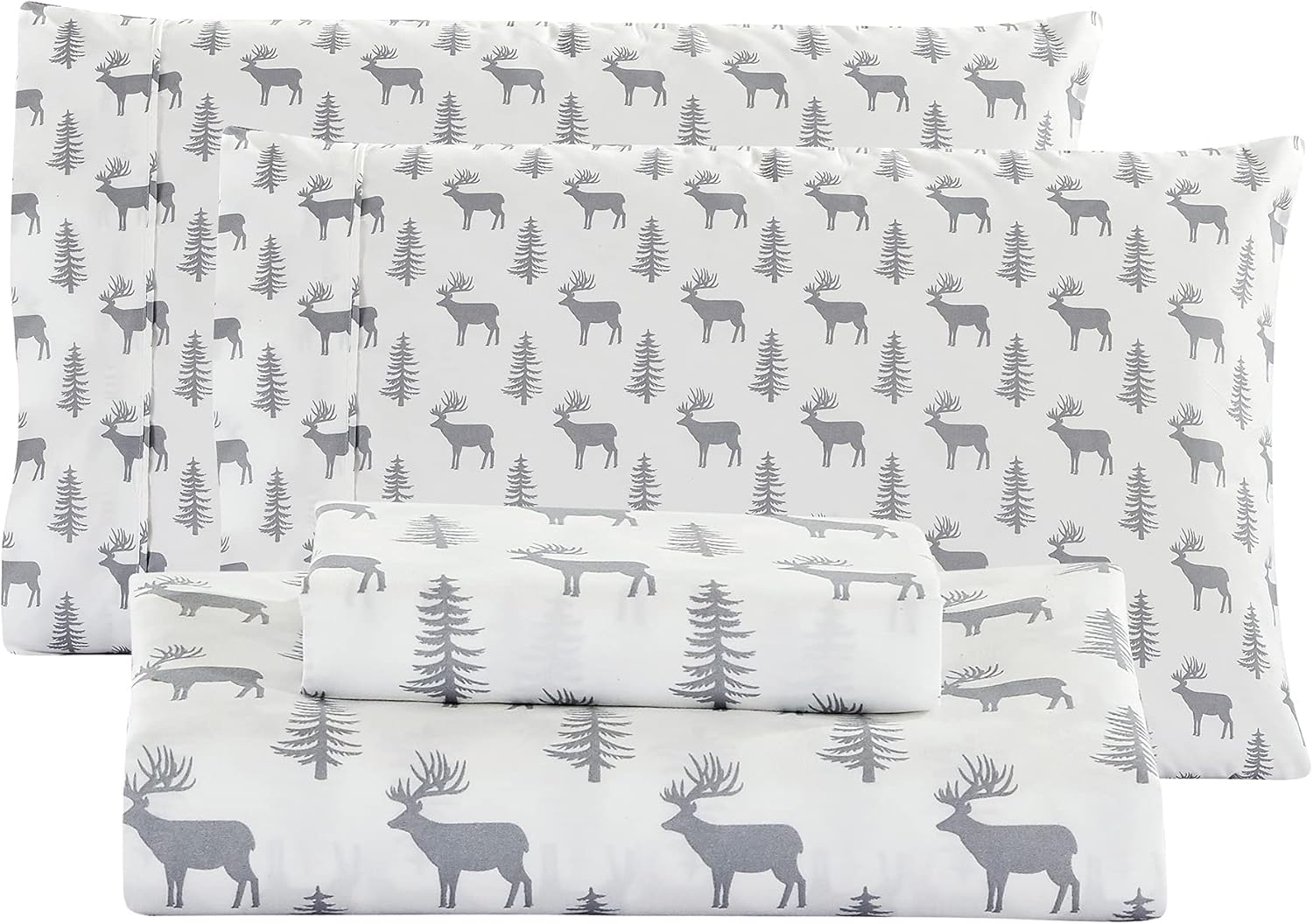 Mooreeke Sábanas navideñas de bolsillo profundo para cama Queen  Sábanas suaves de Navidad Queen  4 piezas de sábanas de microfibra cepillada Queen