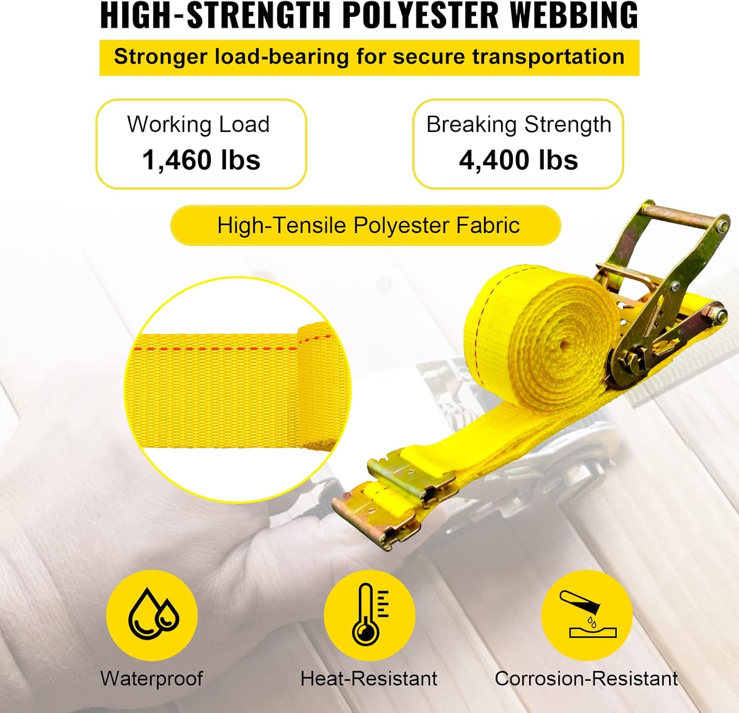 VEVOR E-Track – Correa de trinquete, paquete de 18 correas E de 2 pulgadas x 15 pies, 4400 libras de resistencia a la rotura, con correas de
