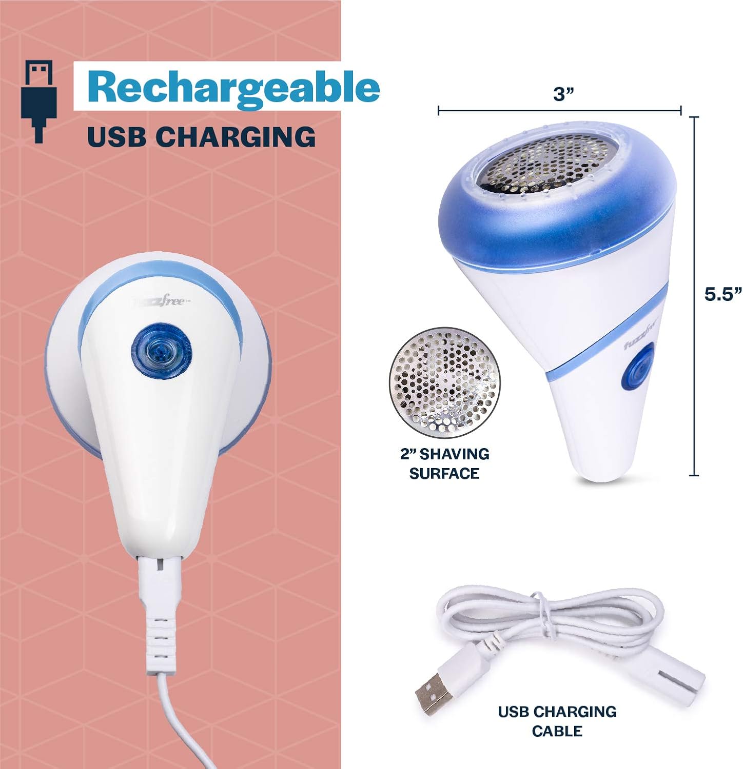 Afeitadora de tela eléctrica sin pelusas, removedor de pelusa recargable para ropa, suéteres, el mejor desfuzzer eléctrico de suéteres, removedor de