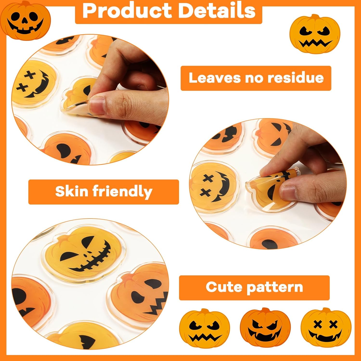 20 calcomanías de gel grueso de calabaza de Halloween para decoración de ventana de Halloween, calabaza de Halloween, calcomanías de gel para
