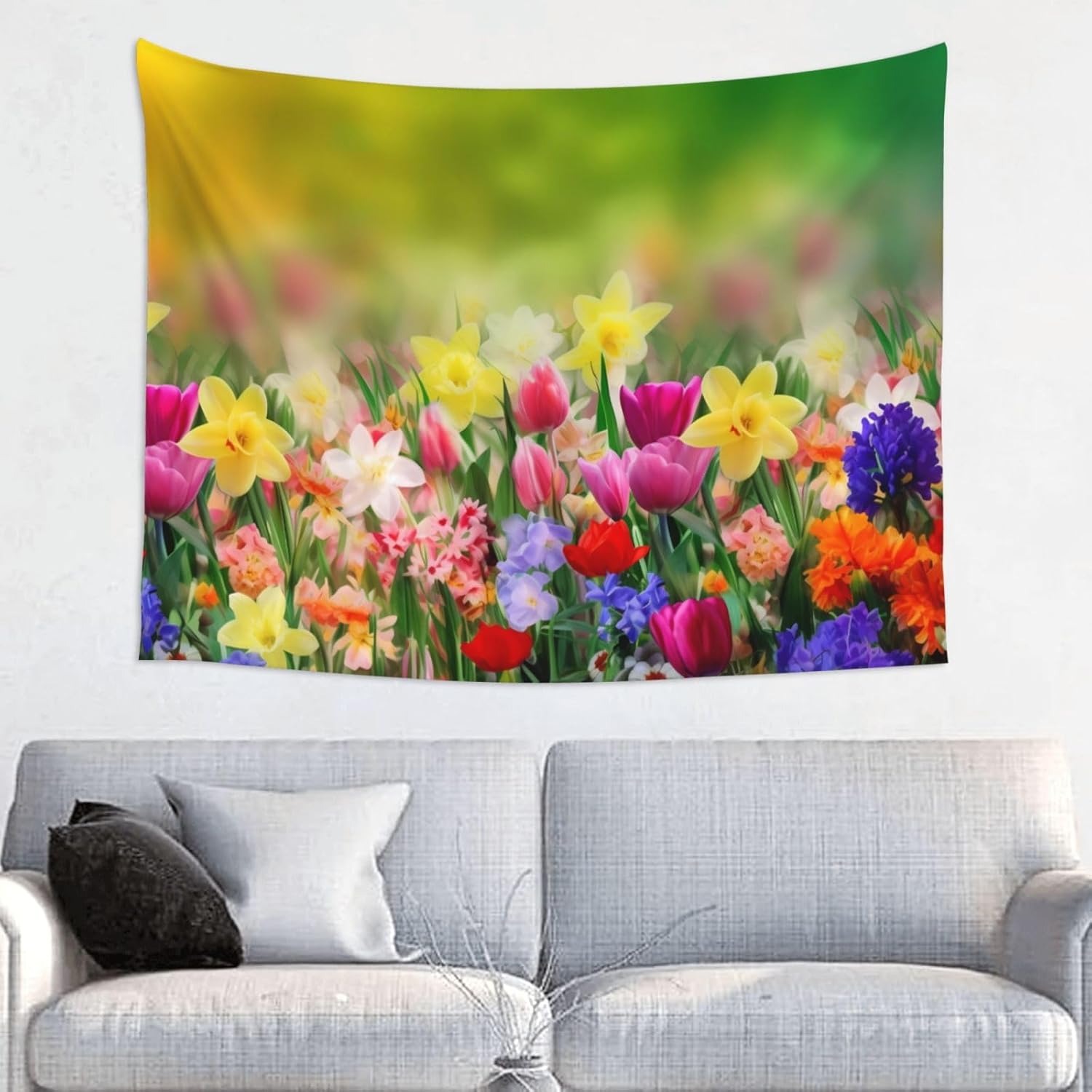 Nameapo Tapiz de verano con flores de primavera para dormitorio, tapiz colgante de pared para sala de estar, dormitorio, manta para decoración del